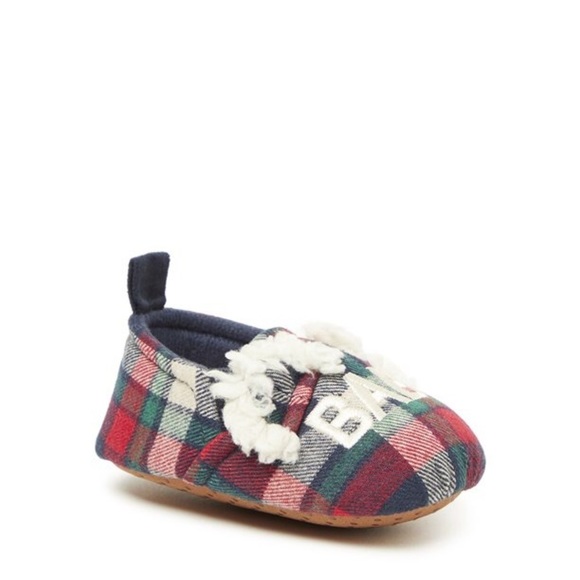 DearFoams Baby Bear Plaid Slippers Warm Cozy Sherpa Lining & Indoor/Outdoor Sole - Picture 4 of 11